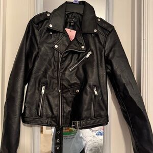 Black Faux Leather Moto Jacket